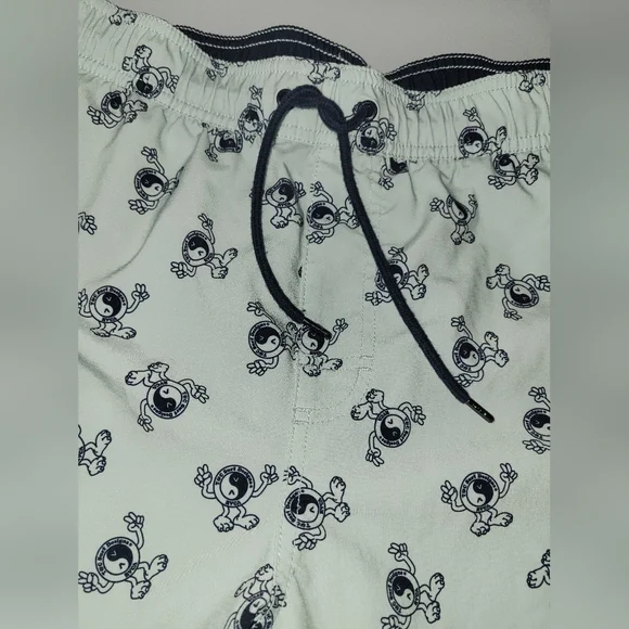 RVCA Men's Swim Shorts - Light Gray with Black Print - Picture 3 of 8